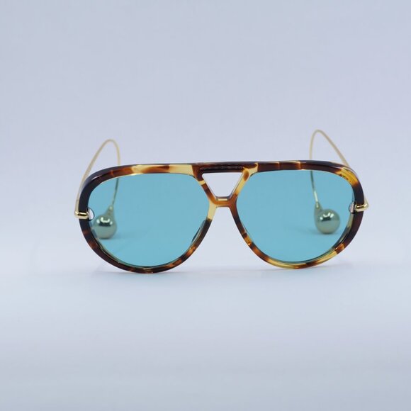 Bottega Veneta BV1273S 007 Sunglasses Havana/Gold Geometric Frame, Green Lenses main image 5